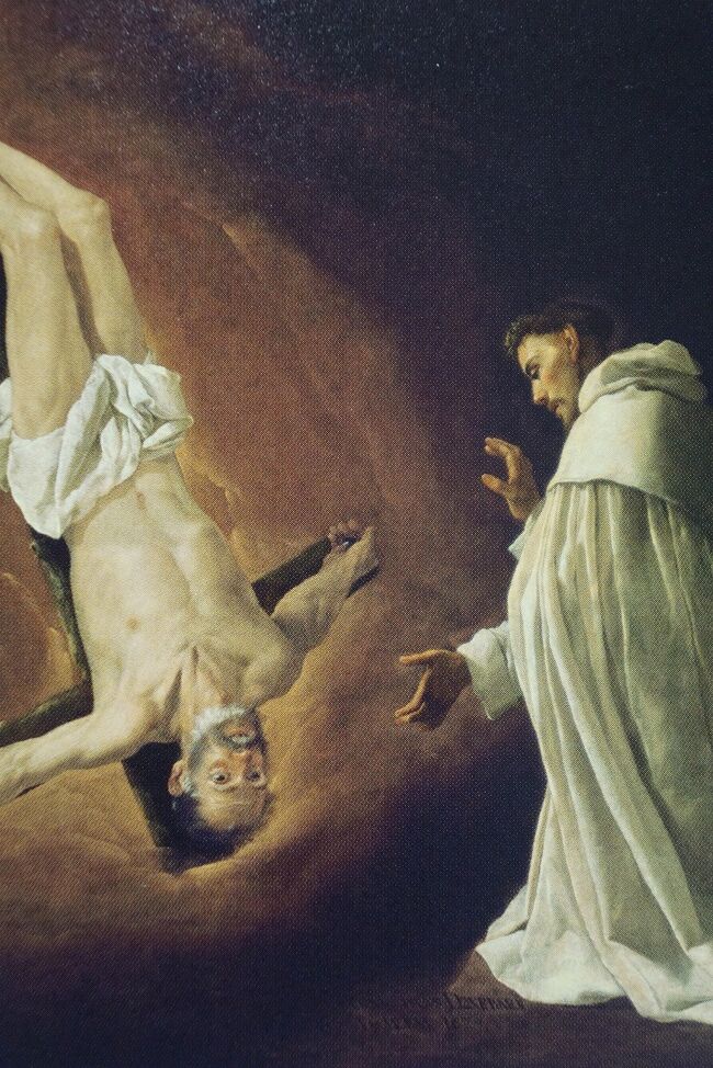 皇帝ネロの怒りを買ったペテロとパウロは共に投獄されます。牢獄から解放されたペトロは、信徒たちに一刻も早くローマから逃れるように伝えます。ペトロがローマを出発してしばらくすると、ローマに向かってイエスが歩んでいきます。ペトロが尋ねるとイエスは「もう一度十字架に上がるのです。」と答えます。その言葉を聞いたペトロは悔い改めローマに戻り、処刑されるときはイエスと同じ十字架刑では畏れ多いとして、逆さ十字架にかかって殉教します。