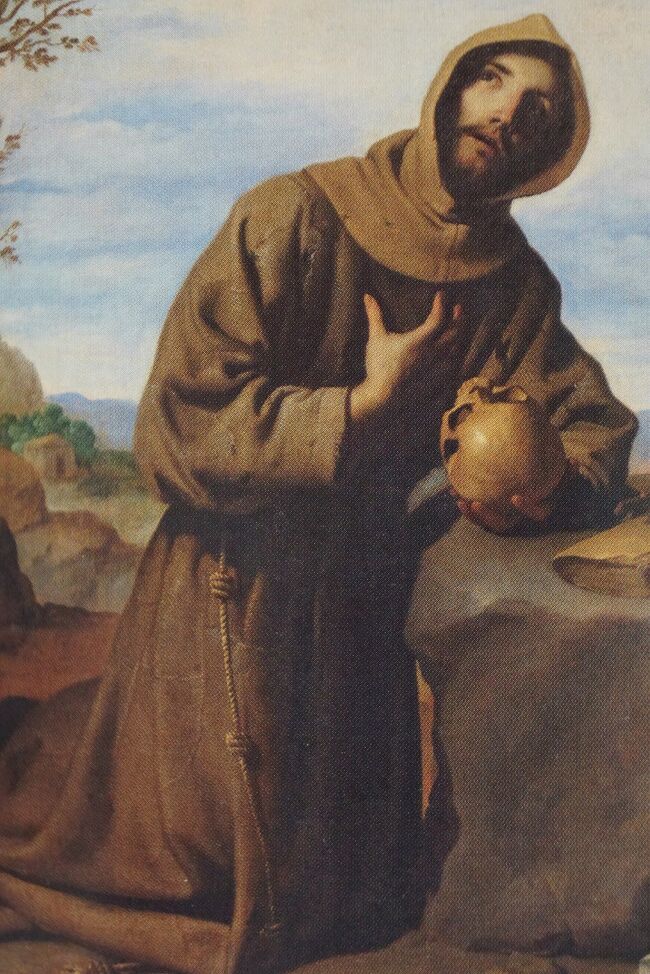 「瞑想する聖フランチェスコ」フランシスコ・デ・スルバラン<br />2015年にプラシド・アランゴ氏により寄贈された3点のうちの1つです。