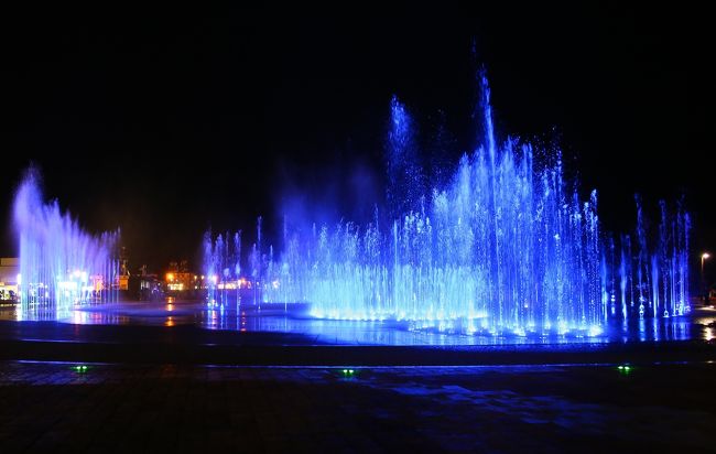 ☆ 多大浦海水浴場の光と音楽の噴水。<br />