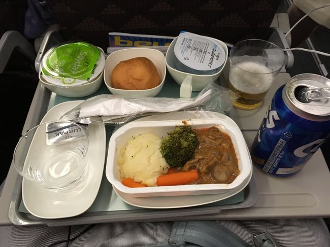 機内食です。これはこれでおいしかったですが、<br />ベジタリアン＝ビビンバに気づきませんでした。<br />大韓航空でビビンバを食べたかった。