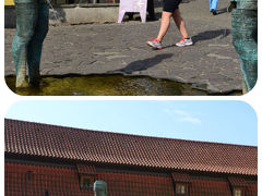 フランツ・カフカ博物館の前の広場にあった像です。
変わった噴水にびっくりでみんな写真を撮っていました。