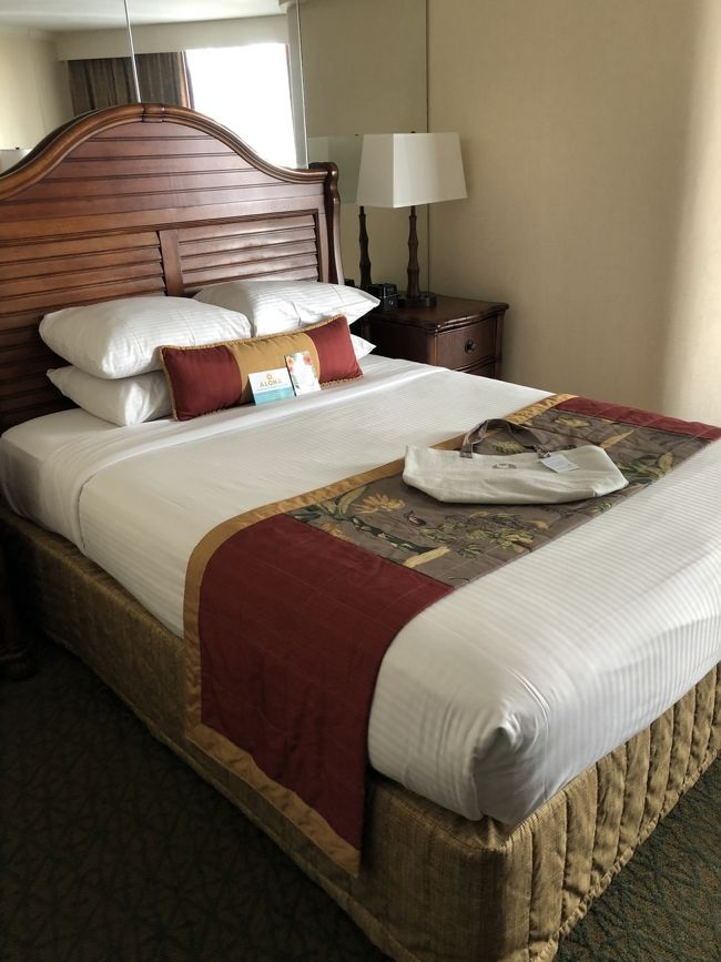 いや、ほんとにクイーンサイズ一台とは…。<br />そして、アメリカも日本もクイーンのサイズ感一緒なのね 笑<br />これ本当はお一人様専用の部屋なのかな？？<br />欧米の人絶対二人で寝れないでしょ！<br />日本人の我々ですらキビシイですよ！<br />ま、旦那はわりかし寝相良い方だからよかったよかった！<br />