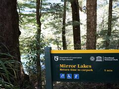 5日目】Mirror Lake
　道をさらに進むと両脇が林の途中、
大きな看板があるわけではないので通り過ぎそうでしたが
Mirror Lakeのあるところで他の車や観光バスが
道端に車を止めてましたので、私たちも停車。
　小さな池ですが、その周りは遊歩道が整備されて
ました。