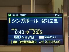 深夜便でシンガポールへ
しかし...搭乗機の到着遅れにより2時間遅れに。
これは辛かったぁ。。。