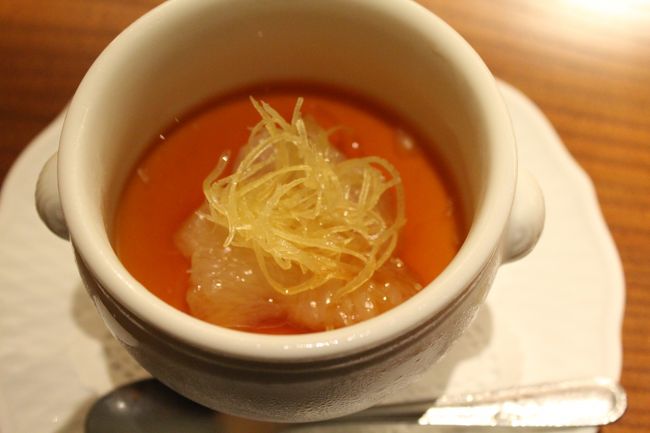 グレープフルーツのプリン。濃厚でした！コーヒーもいただき、とっても満足！おなか一杯！