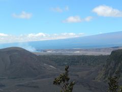40分ほどでハワイ火山国立公園に着き、まずビジターセンターでトイレタイムと火山情報を入手します。日本語の資料あり。

公園内のドライブ開始
途中、イキ展望台から遠くにハレマウマウ・クレーターを眺めます。






