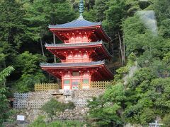 山麓駅の近くまで来ると、朱塗りの鮮やかな岐阜公園三重塔が目につきました。