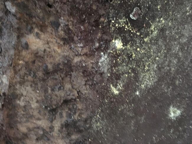 山道には硫黄の粉も落ちている。