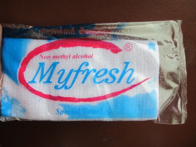 ガイドのビチェットさんから冷たいおしぼりが提供された。<br /><br />布製のしっかりした物で、ありがたい。