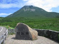 知床峠の駐車場からは素晴らしい羅臼岳を眺めることができます。頂上付近は少し雲がかかっていましたが、緑がとてもきれい！