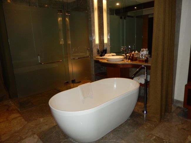 　バスタブの横にシャワーブースとトイレ。半透明のガラス張り。<br /><br />　シャワーの出は普通。お部屋の広さはワンルームでベランダが付いて<br /><br />　る。広くはないけど一人では困らない広さはあったな。