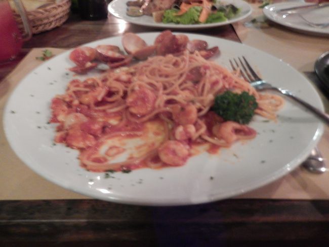 <br />　私は、シーフードパスタ。アサリは食べません。<br /><br />　もしかしたらジャリッとするかも。<br /><br />　まずまずのお味。