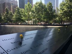 ワールドトレードセンター跡地はグラウンド・ゼロ9/11メモリアルとして綺麗に整備してあり、悲惨な跡地とは思えなかったです。
ツインタワー跡地には、犠牲者の方々の名前が彫られた滝の様なプールがあり、中間地点には博物館が作られてました。
またサウスプール側にあるサバイバルツリーは沢山の紐で飾られてました。

