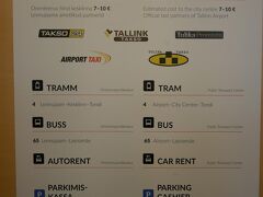 【8月18日（土）1日目】

イスタンブールからタリンへは約3時間半の飛行機の旅。
タリン空港のターンテーブルには、親切にも市内への移動方法の案内があります。

ちなみに、今回タリンinにしたのは、ヘルシンキ行きのフライトより安かったから。でも、タリンは想像以上に素敵な街で、立ち寄って正解でした！