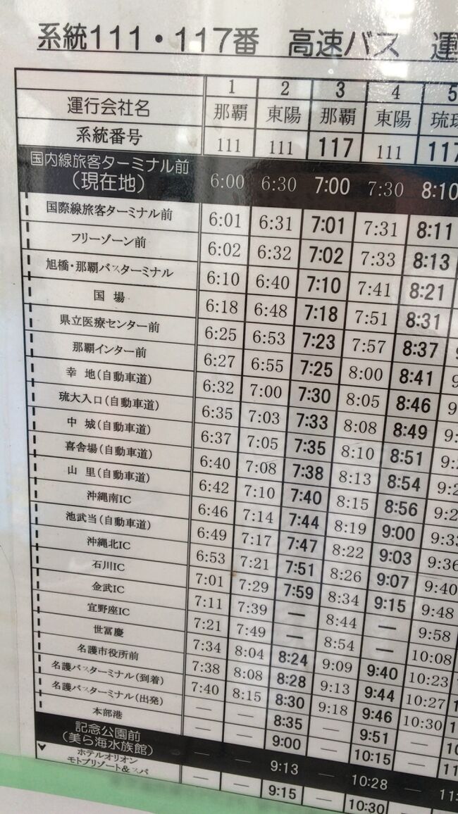 那覇 から 名護 バス 料金