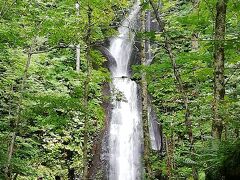 やっと雲井の滝に到着！ここからJRのバスに乗って十和田湖に向かうのですが、思っていたよりも散策に時間をかけてしまい、あと2分でバスが来るーっ！の状態に（>ω<；）

なので滝の近くに行くことができず、バス停からスマホの望遠機能を使って撮影しました。近くに寄ってマイナスイオンを浴びたかったなぁ。あぁ本当に残念。