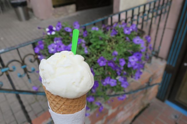 アイス屋さんを見つけたので、迷わず注文！<br /><br />リトアニアっぽい味が分からなかったので<br />大好きな「ココナッツ」にしました。<br /><br />アイスは、どこで何を食べても美味しいです！