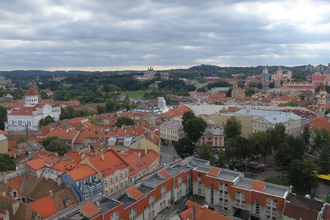 今回は本当に危険を感じたので、慎重に登りました(笑)<br />ちなみに、ご年配夫婦も1組いたんですが、奥様は登るのを諦めていました。<br /><br />旧市街で一番高い鐘桜との事で、お天気はいまいちでしたが<br />綺麗でした(*^-^*)<br /><br />少し風が強くて、怖かった記憶です。<br /><br />旧市街の眺めを一望したい方は、ビリニュス大学の鐘桜をお勧めします。<br />階段のスリリングさも、ぜひ体験してみて下さい。<br />