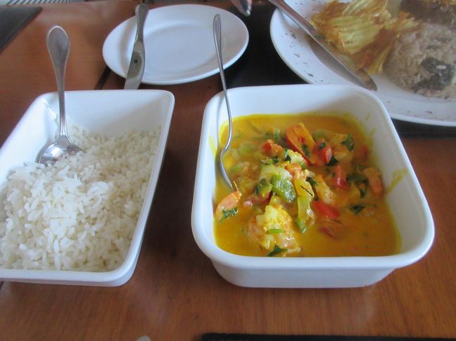 アクアリオ・プライア・ホテルにチェックインし、ホテルでランチ<br />　前夜に続き今日もバリバリのブラジル料理<br />　　ムケッカ・デ・カマロン＝海老の煮込み料理<br />バイーアと違ってデンデオイルを使わないので食べ易い<br /><br />