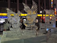 ホテルルートイン札幌中央にチェックインして、街歩きに出た。
さっぽろ雪まつりすすきの会場は氷の彫刻展示。