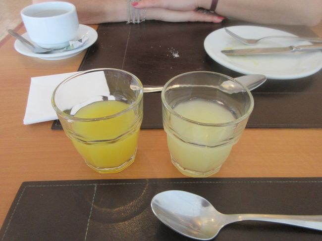 左＝マンゴー、右＝マンガーバ＝ノルデスチ特有の果物<br />　どちらもナチュラルで砂糖添加ナシ<br />　　断然マンガーバの方が旨かった<br /><br />