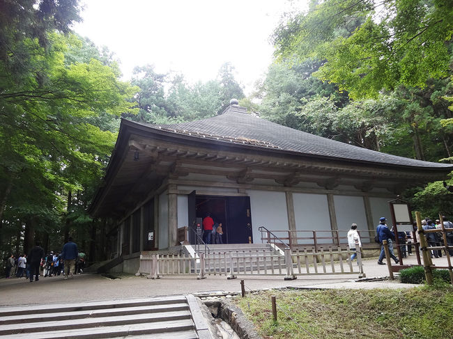 金色堂内部は建物に囲まれていて見られません。<br />現存する唯一の創建遺構だそうです！