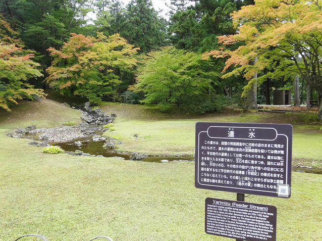 遣水（やりみず）<br />山水を池に取り入れるための水路で、遣水の遺構としては平安時代唯一だそうです。