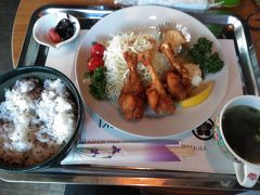 ●モーリスガレージ

唐揚げの日替わりランチにしました。
ご飯は無料の大盛りで。
食後のコーヒーもついて、780円。
しかも、お餅のお土産までついていました。
コスパよすぎです。