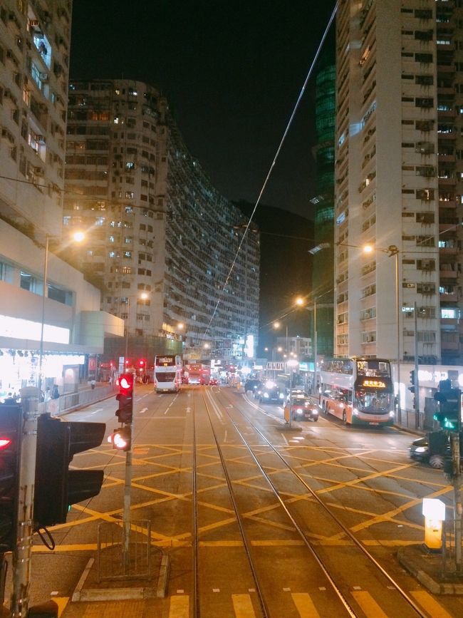 バス、トラム、車なんでもありな光景