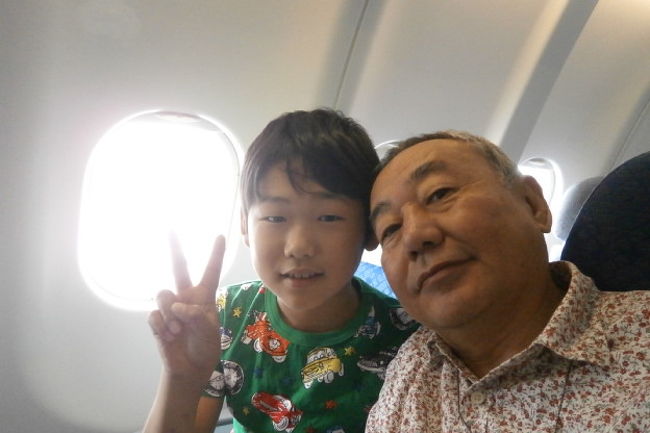 孫も大きくなってきたので、飛行機内静かにしてます<br /><br />4歳のころは、大変でした。<br /><br />座席のテーブルを出したり閉まったりで、前の席の方には迷惑かけ・・・