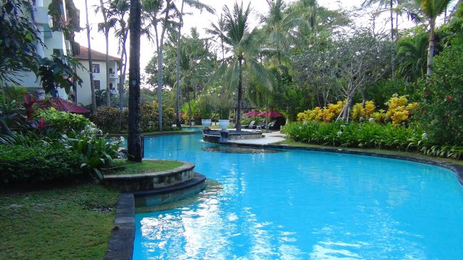 メインビルの裏側のプールは、とても空いています。