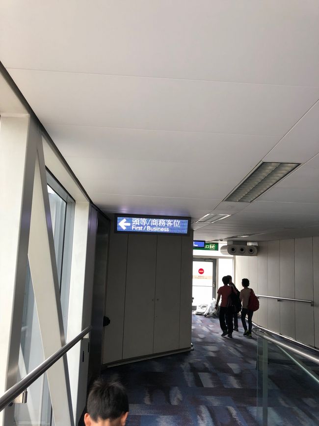 運命の分かれ道！手前のボーディングブリッジから入ります。