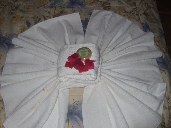 アメニティはなにもなくてお部屋もベッドがあるだけの狭いお部屋だけど、調度品もかわいいし快適快適。ベッドの上のタオルもオシャレ。<br /><br />天井ファンはないけれど、夜はひんやりするくらいで気持ちいいです。カもいない！さすが高原！！<br /><br />