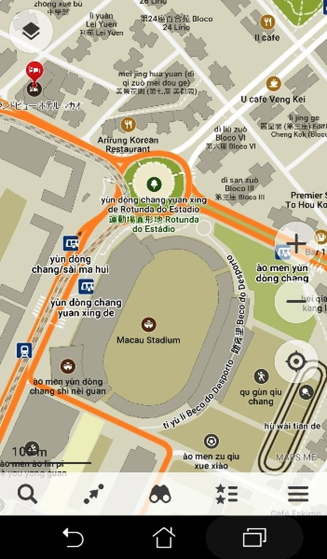 官也街(クーニャストリート)までオフラインン地図"MAPS.ME"(写真)を使って散歩してみました。