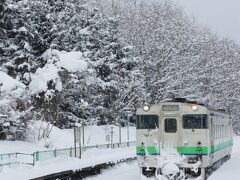 仁山駅で下車してから１時間が経ちました。

雪の降り方も強くなって来たころ、函館行きの列車です。