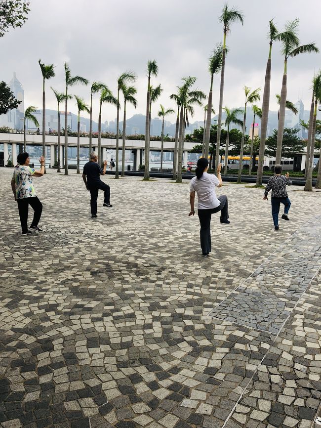 尖沙咀プロムナードで太極拳を見学。