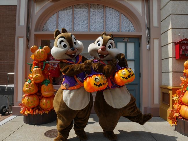 チップ＆デールもハロウィンコス、かわいい！<br />かぼちゃのバッグもたまらない(^q^)