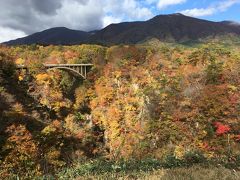 最初に訪れたのは鳴子峡。
紅葉が見れるスポットとして有名で、多くの人が観光できていました。