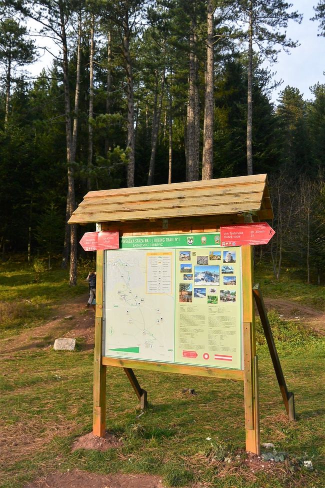 トレベヴィチ山のハイキングコースの地図。