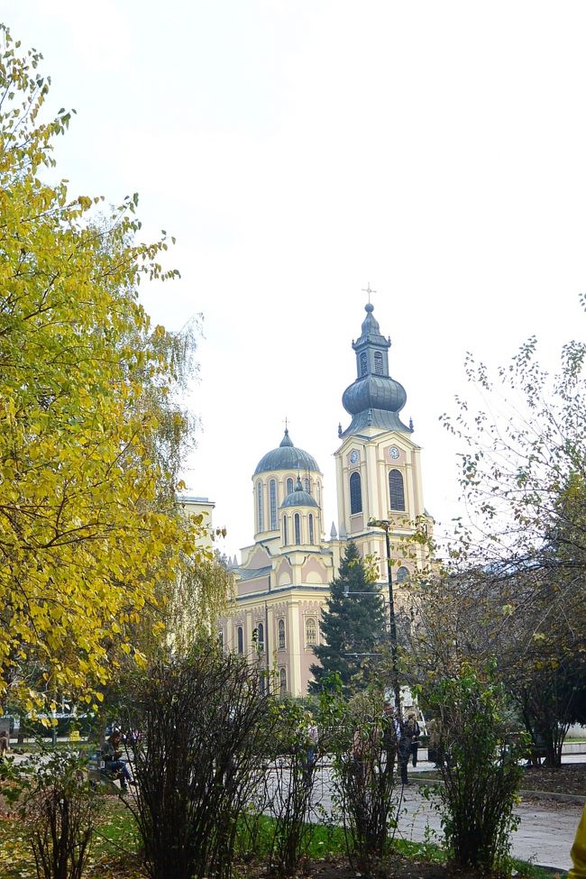 セルビア正教会と黄葉。