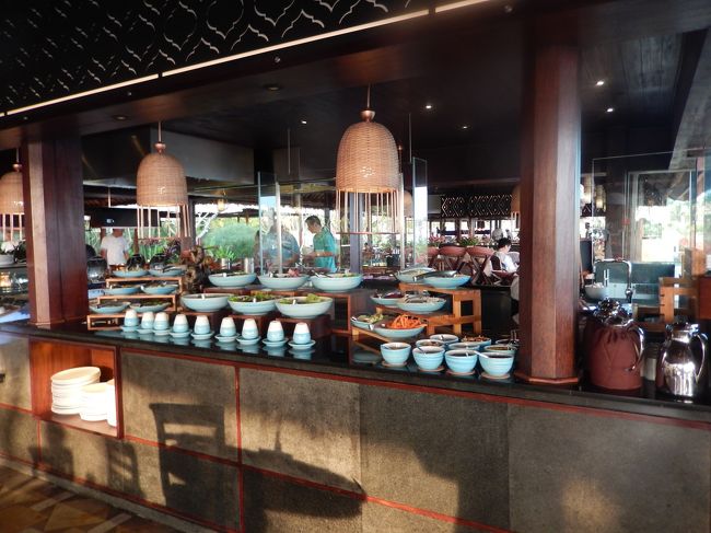 　ほんの一部の写真ですが各国のお料理が揃っていて、とても<br /><br />　種類が多かった。が～、エッグステーションのパフォーマンスが<br /><br />　今一。パンケーキ、フレンチトーストは作り置き。いづれも若い<br /><br />　スタッフが担当していた。以前はオムレツはふっくら、パンケーキは<br /><br />　3段重ねでとても美味しかった。フレンチトーストも綺麗に盛り付け<br /><br />　されてあった。残念です。<br /><br />　しかし、私特製のパパイヤジュースは健在でした。<br />