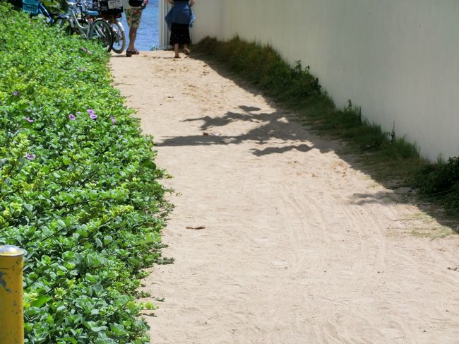 小道を抜けていくとビーチが広がります。<br /><br />早々に切り上げて帰路も電動自転車でスイスイ。<br /><br />車の通りは多いので気を付けて。