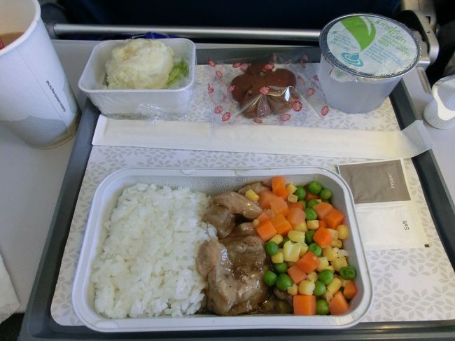 前回の食事が、悲惨になるくらい期待はずれだったので、空港で<br />食事を済ませようかと思っていたのですが、食べたいものもなく<br />搭乗してしまいましたが。<br /><br />まぁ、今回はごく普通でした。