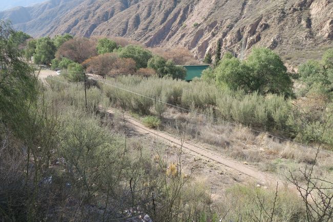 パン・アメリカ通り横に残る軌道敷。