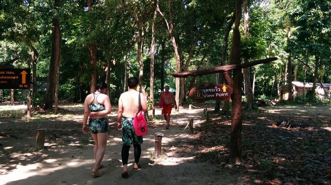 １２時半。島の中に向かう道でビューポイントの看板があった。