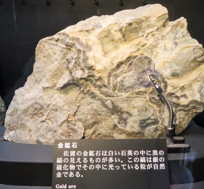 佐渡島11 佐渡金山c 展示資料館-売店 見学 ☆金鉱石・佐渡小判