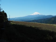 富士山に向かって下山。遮るものがなく、最高の眺め。
この辺りは牧場だったので夏は芝がきれいな場所。牧歌的な雰囲気がこの大野山のもう一つの魅力でもあります。