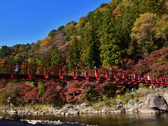 吊り橋香嵐橋へ急ぐ
巴川が燃える紅葉が映る状況
しかし、そのような状況でないのを知っても
いつもの場所から撮ろうと・・・。
足助村へ鮎の塩焼きが名物の川見茶屋へ向かう・