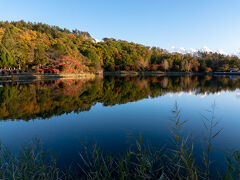１泊目の蓼科の温泉宿に向かい、近くの蓼科湖に立ち寄ります。
湖面が綺麗ですね、少し紅葉しています。