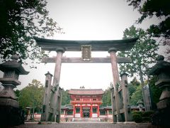 境内までの階段を上がっていくと、立派な鳥居の奥に、京都祇園西門を模した朱塗りの楼門が見えてきました!